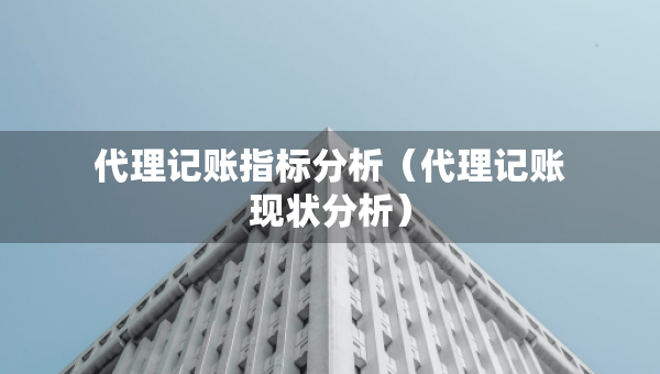 代理記賬指標(biāo)分析（代理記賬現(xiàn)狀分析）