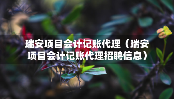 瑞安項(xiàng)目會計記賬代理（瑞安項(xiàng)目會計記賬代理招聘信息）