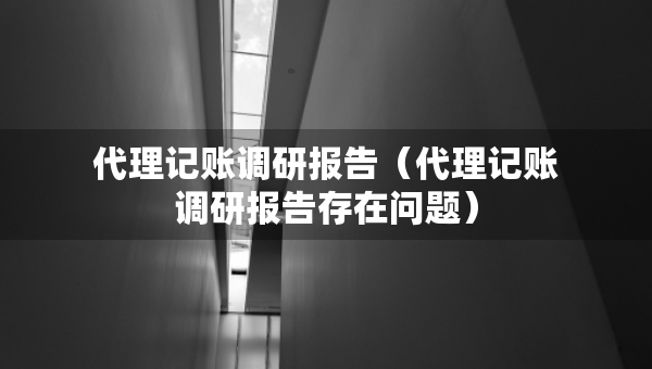 代理記賬調研報告（代理記賬調研報告存在問題）