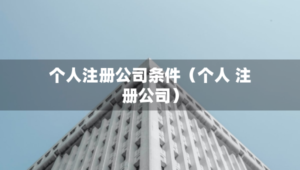 個人注冊公司條件（個人 注冊公司）