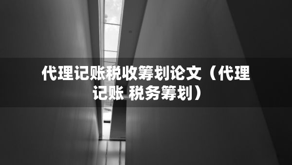 代理記賬稅收籌劃論文（代理記賬 稅務(wù)籌劃）