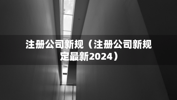 注冊公司新規(guī)（注冊公司新規(guī)定最新2024）