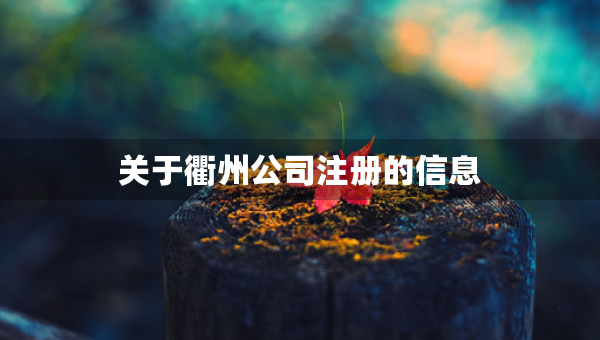 關(guān)于衢州公司注冊的信息