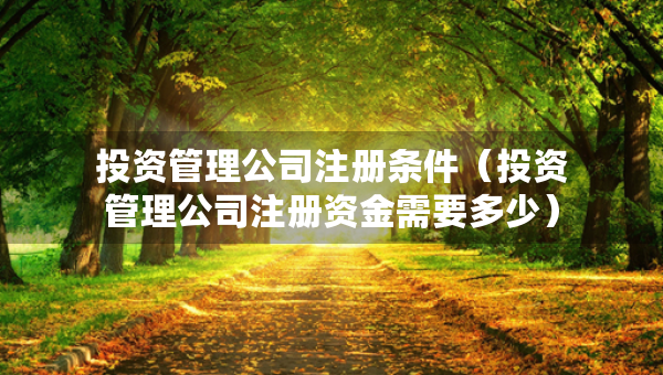 投資管理公司注冊條件（投資管理公司注冊資金需要多少）