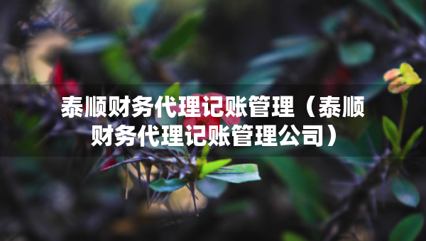 泰順財(cái)務(wù)代理記賬管理（泰順財(cái)務(wù)代理記賬管理公司）