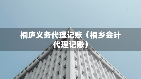 桐廬義務(wù)代理記賬（桐鄉(xiāng)會計代理記賬）