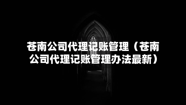 蒼南公司代理記賬管理（蒼南公司代理記賬管理辦法最新）