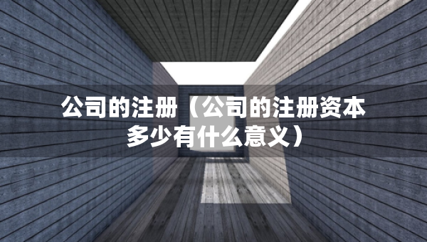 公司的注冊（公司的注冊資本多少有什么意義）