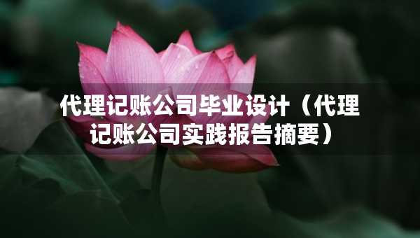 代理記賬公司畢業(yè)設(shè)計（代理記賬公司實踐報告摘要）