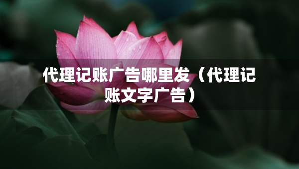 代理記賬廣告哪里發(fā)（代理記賬文字廣告）