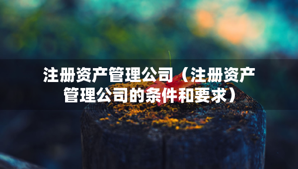注冊資產(chǎn)管理公司（注冊資產(chǎn)管理公司的條件和要求）