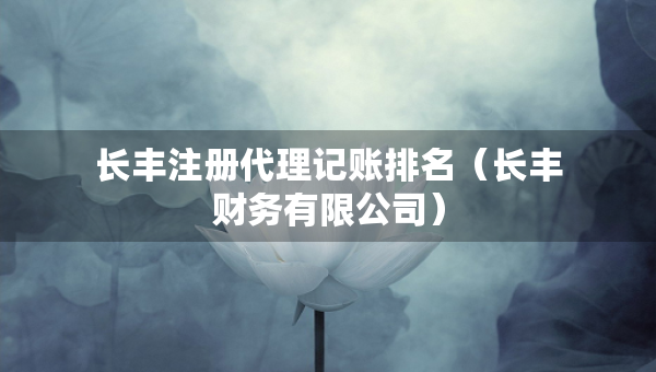長豐注冊代理記賬排名（長豐財務有限公司）