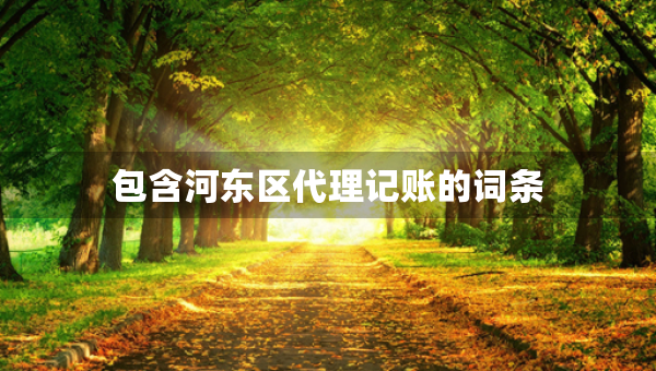 包含河?xùn)|區(qū)代理記賬的詞條