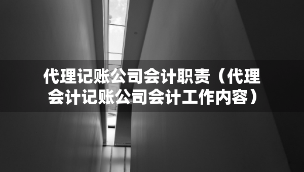 代理記賬公司會計職責(zé)（代理會計記賬公司會計工作內(nèi)容）