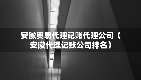 安徽貿(mào)易代理記賬代理公司（安徽代理記賬公司排名）
