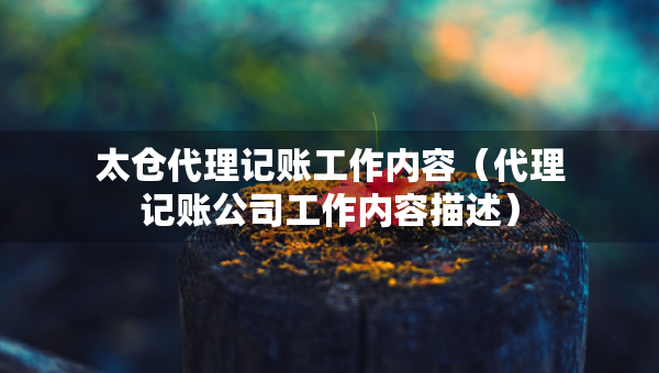 太倉代理記賬工作內(nèi)容（代理記賬公司工作內(nèi)容描述）