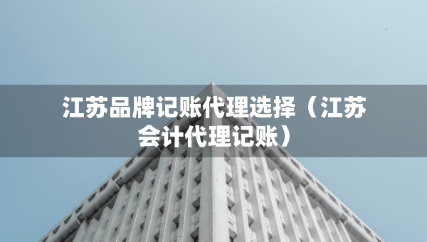 江蘇品牌記賬代理選擇（江蘇會計代理記賬）