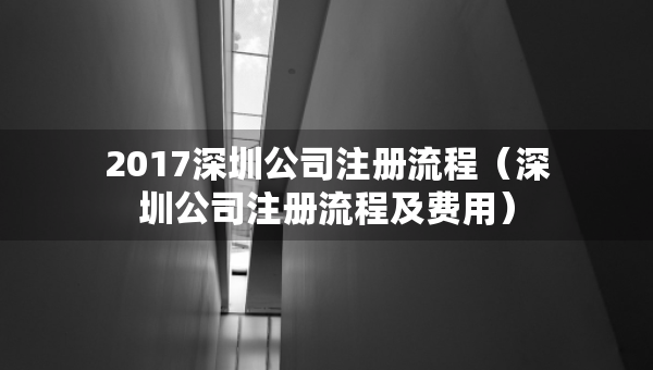 2017深圳公司注冊(cè)流程（深圳公司注冊(cè)流程及費(fèi)用）