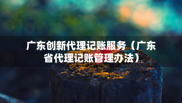 廣東創(chuàng)新代理記賬服務(wù)（廣東省代理記賬管理辦法）