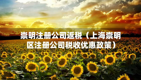 崇明注冊(cè)公司返稅(上海崇明區(qū)注冊(cè)公司稅收優(yōu)惠政策) 崇明注冊(cè)公司返稅(上海崇明區(qū)注冊(cè)公司稅收優(yōu)惠政策)