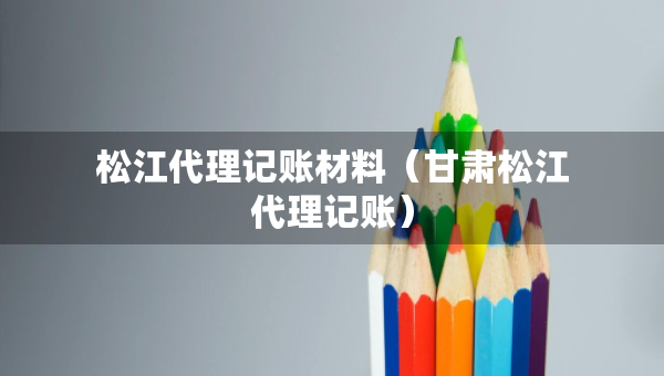 松江代理記賬材料（甘肅松江代理記賬）