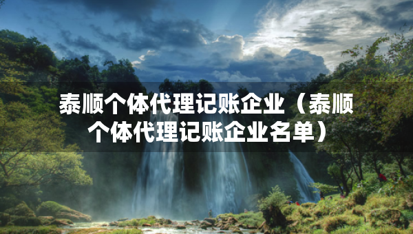 泰順個(gè)體代理記賬企業(yè)(泰順個(gè)體代理記賬企業(yè)名單) 泰順個(gè)體代理記賬企業(yè)(泰順個(gè)體代理記賬企業(yè)名單)