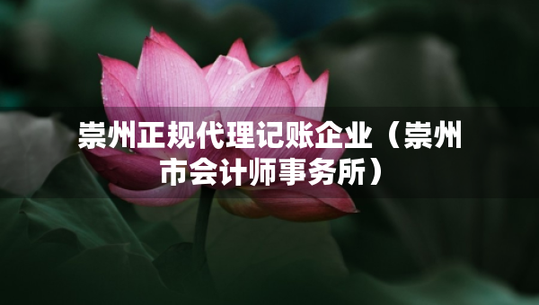 崇州正規(guī)代理記賬企業(yè)（崇州市會計師事務所）