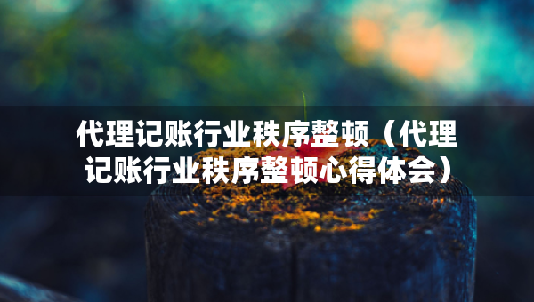 代理記賬行業(yè)秩序整頓(代理記賬行業(yè)秩序整頓心得體會) 代理記賬行業(yè)秩序整頓(代理記賬行業(yè)秩序整頓心得體會)