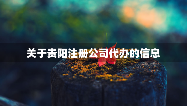 關于貴陽注冊公司代辦的信息 關于貴陽注冊公司代辦的信息