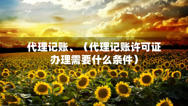 代理記賬、（代理記賬許可證辦理需要什么條件）