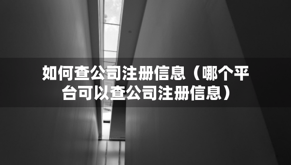 如何查公司注冊信息（哪個平臺可以查公司注冊信息）