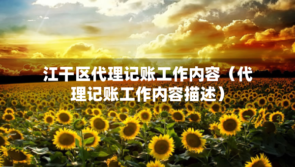 江干區(qū)代理記賬工作內(nèi)容（代理記賬工作內(nèi)容描述）