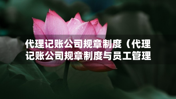代理記賬公司規(guī)章制度（代理記賬公司規(guī)章制度與員工管理?xiàng)l例）