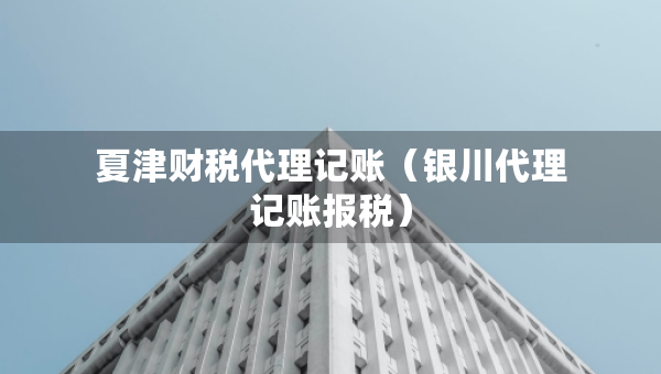 夏津財稅代理記賬（銀川代理記賬報稅）