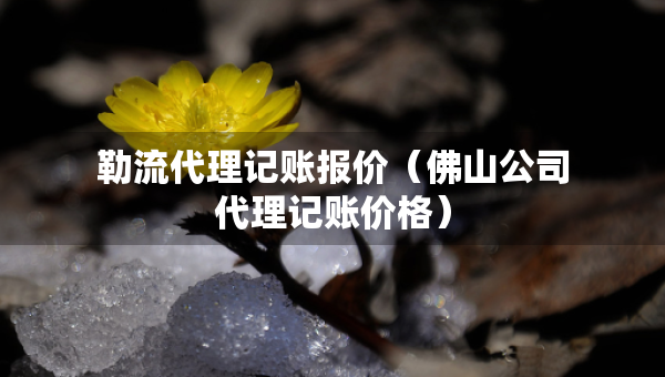 勒流代理記賬報價（佛山公司代理記賬價格）