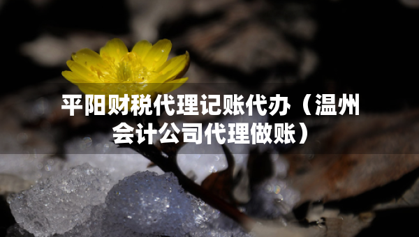 平陽財稅代理記賬代辦（溫州會計公司代理做賬）