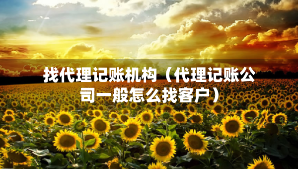 找代理記賬機構(gòu)（代理記賬公司一般怎么找客戶）