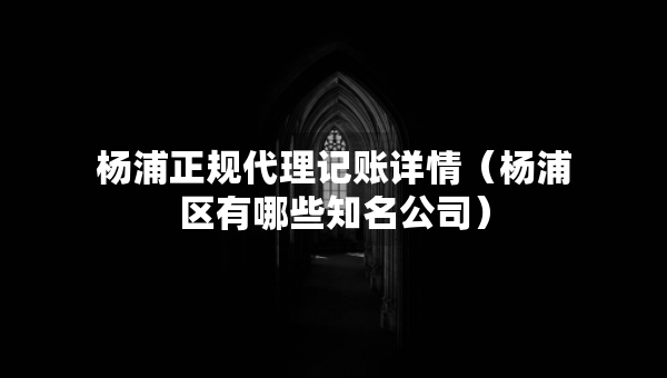 楊浦正規(guī)代理記賬詳情（楊浦區(qū)有哪些知名公司）
