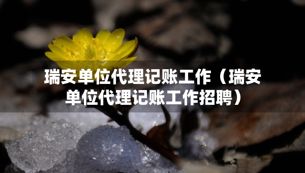 瑞安單位代理記賬工作（瑞安單位代理記賬工作招聘）