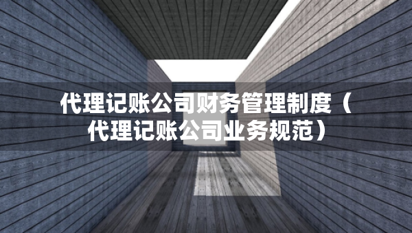 代理記賬公司財務(wù)管理制度（代理記賬公司業(yè)務(wù)規(guī)范）