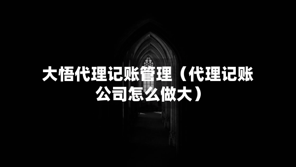 大悟代理記賬管理（代理記賬公司怎么做大）