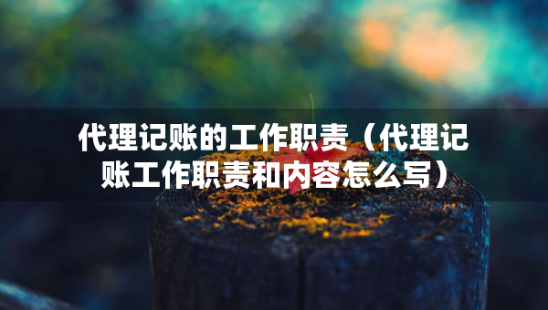 代理記賬的工作職責(代理記賬工作職責和內(nèi)容怎么寫) 代理記賬的工作職責(代理記賬工作職責和內(nèi)容怎么寫)