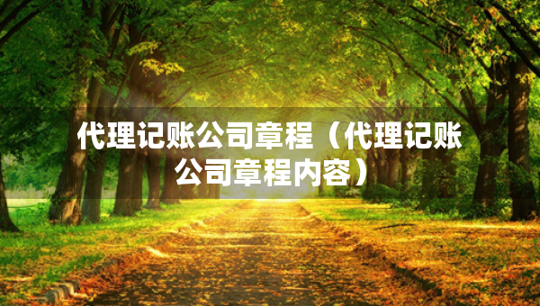代理記賬公司章程（代理記賬公司章程內(nèi)容）