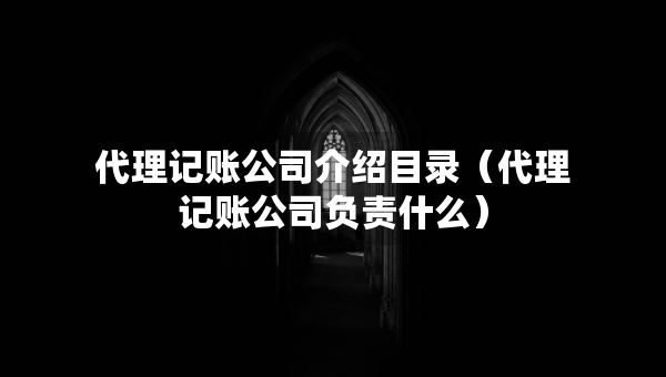 代理記賬公司介紹目錄（代理記賬公司負(fù)責(zé)什么）